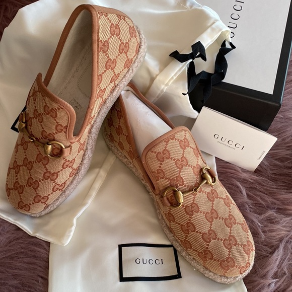 NWT GUCCI logo espadrilles moccasins with horsebit buckle size 37 - Picture 12 of 12